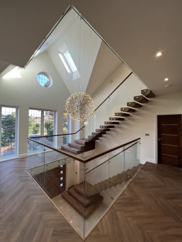 Glass balustrade · white interior — staircase or glass install by CAworks