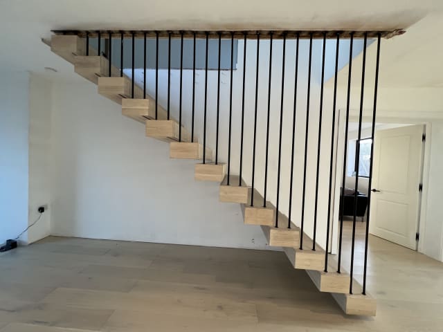 Open riser · steel rods — staircase or glass install by CAworks