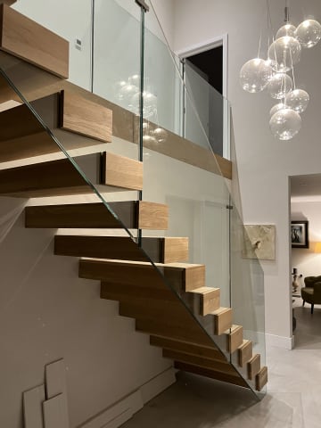 Floating · oak flight — staircase or glass install by CAworks