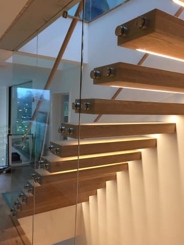 Floating · oak, LED backlit — staircase or glass install by CAworks
