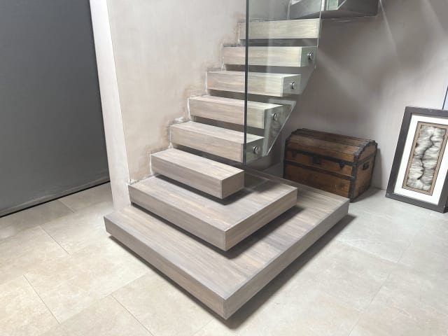 Pyramid base · stone treads — staircase or glass install by CAworks
