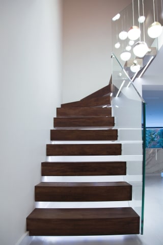 Floating · walnut — staircase or glass install by CAworks