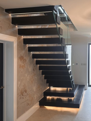 Floating · charcoal — staircase or glass install by CAworks