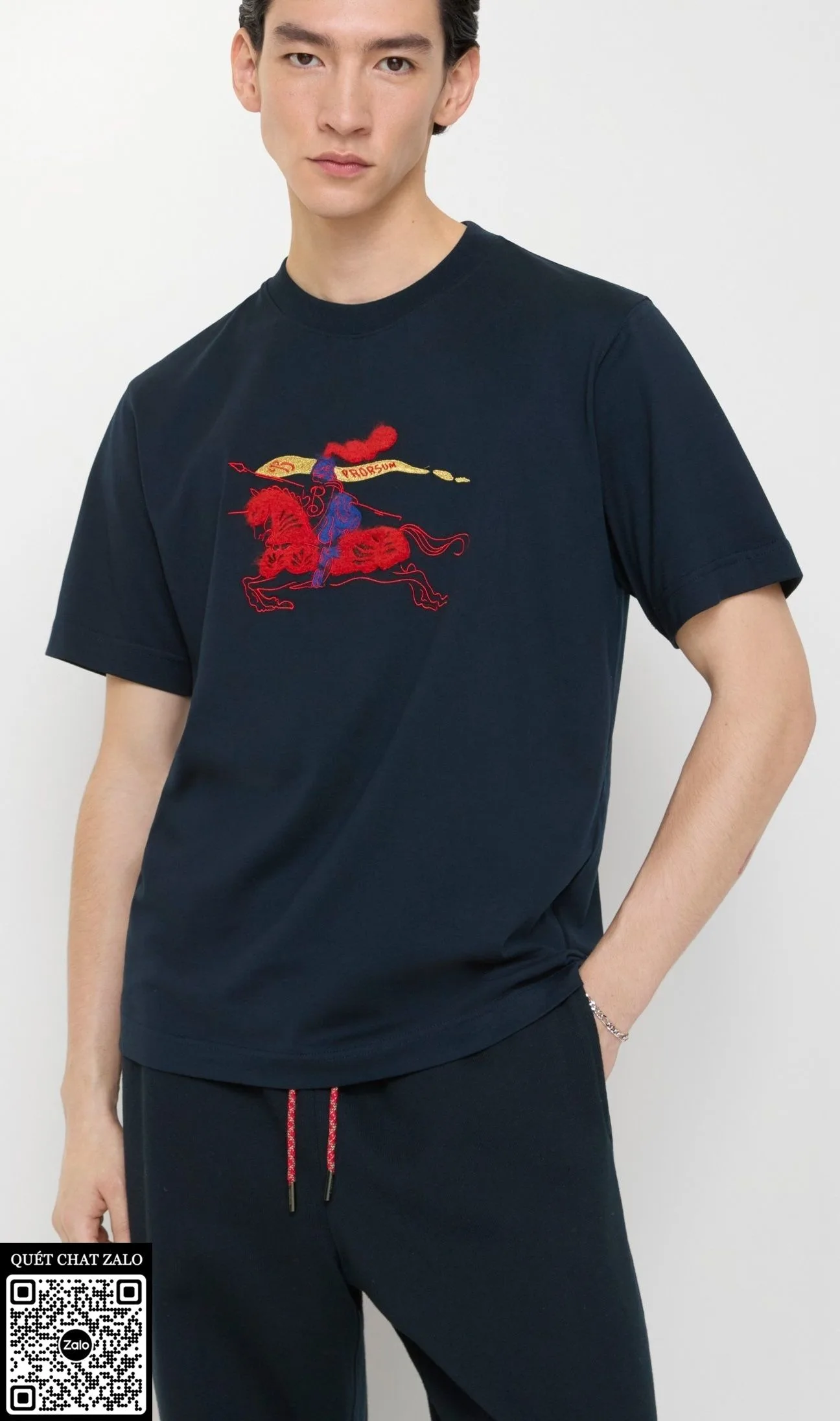 Áo phông nam màu đen BBR Burberry mã 8 hiếm men lì đẳng cấp