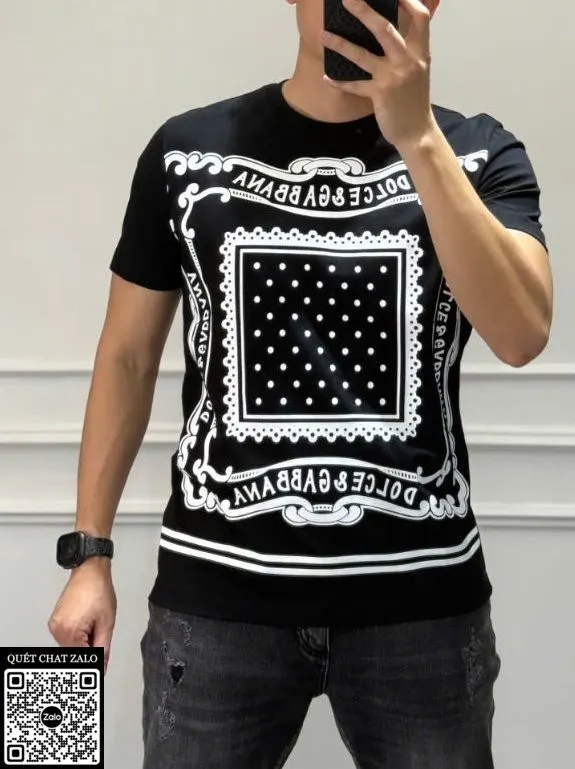 Áo phông nam màu đen Dolce mã 13 cao cấp ưng ý phong cách thời thượng