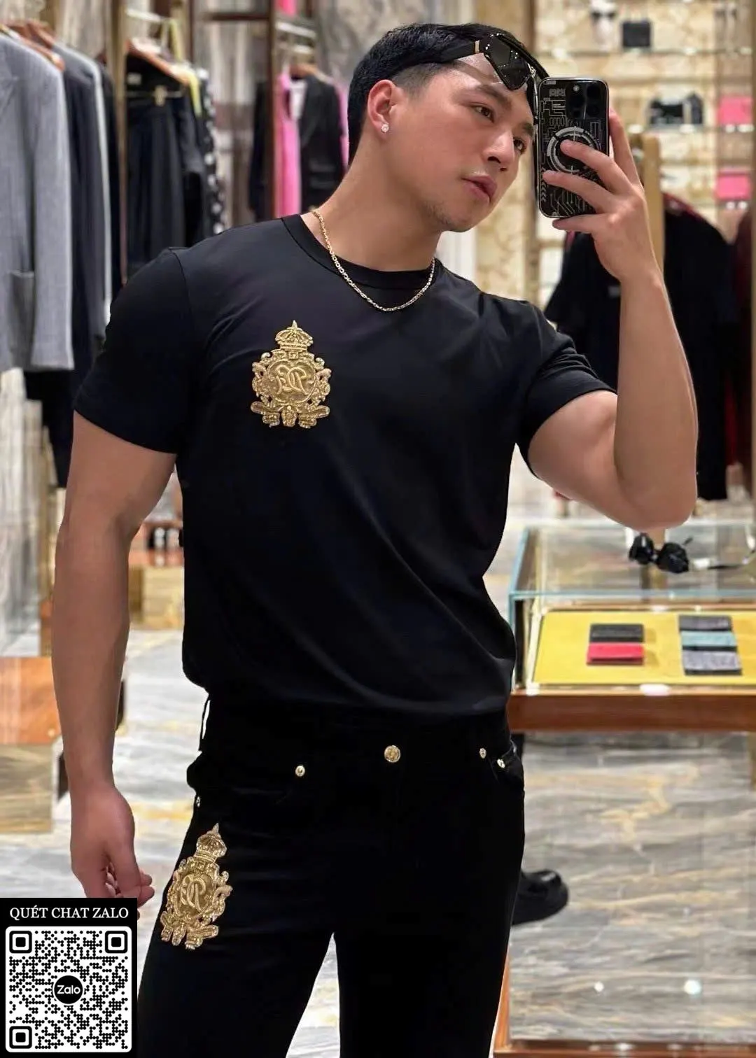 Áo phông nam màu đen Dolce Gabbana mã 22 DG xịn xò hoàn hảo đẹp