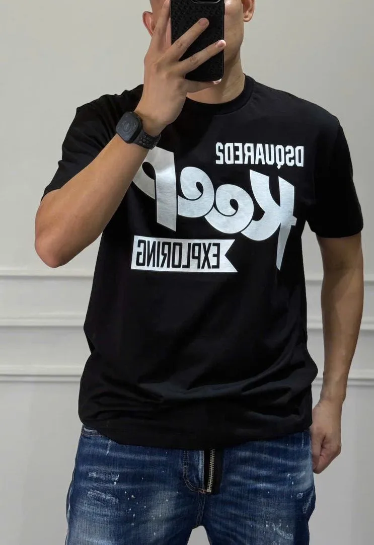 Áo phông nam màu đen Dsq2 mã 10 sang trọng chất lượng tốt cao cấp