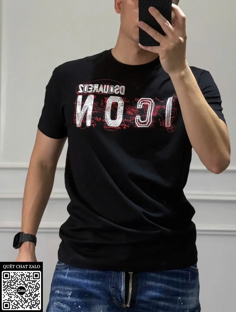 Áo phông nam màu đen Dsquared2 mã 20b cao cấp đánh giá xuất sắc