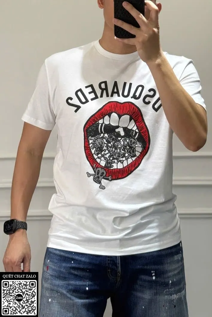 Áo phông nam màu trắng Dsq2 mã 14 siêu phẩm sang trọng đẳng cấp