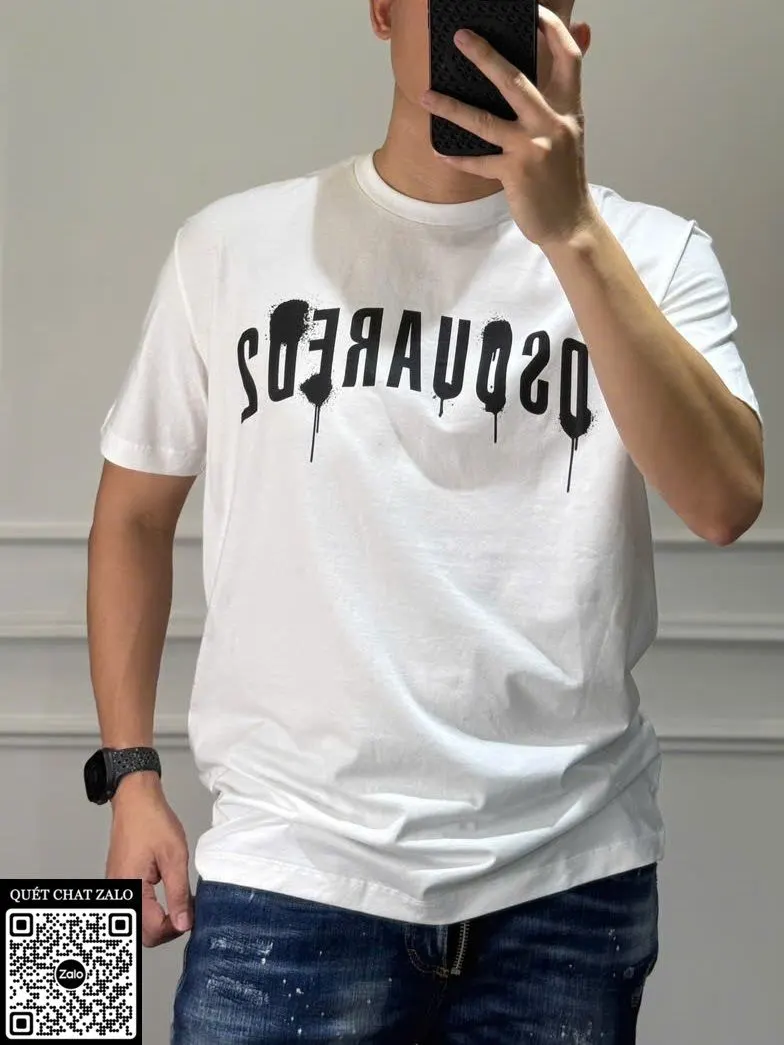 Áo phông nam màu trắng Dsq2 mã 17 siêu phẩm thiết kế đẹp đỉnh cao