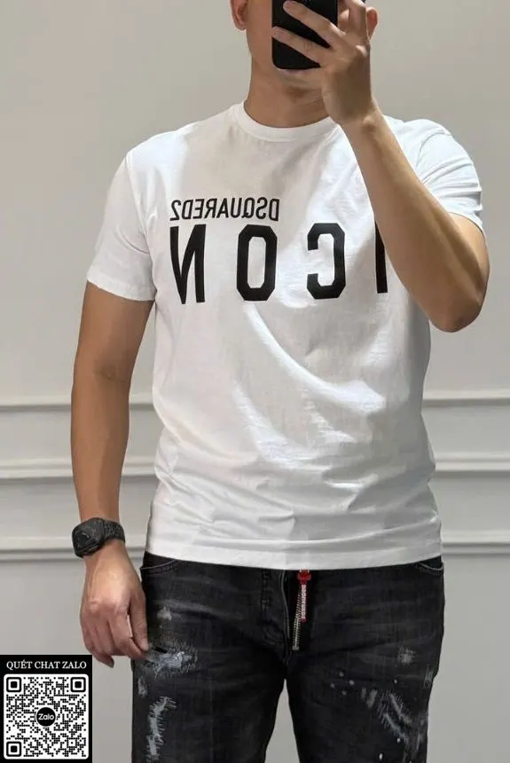 Áo phông nam màu trắng Dsquared2 mã 5 dòng premium men lì