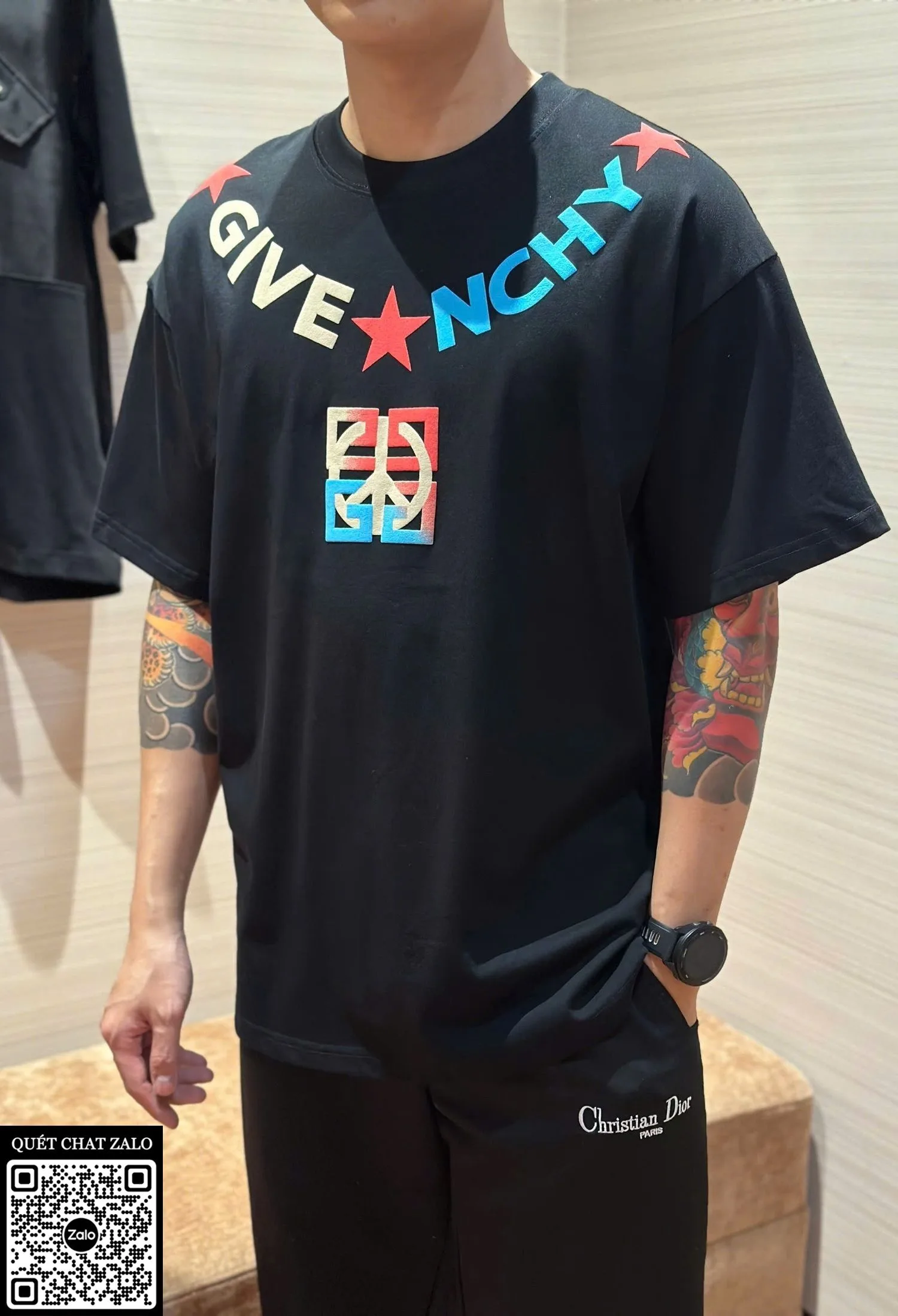 Áo phông nam Givenchy màu đen mã 2 chất lượng premium quá đỉnh