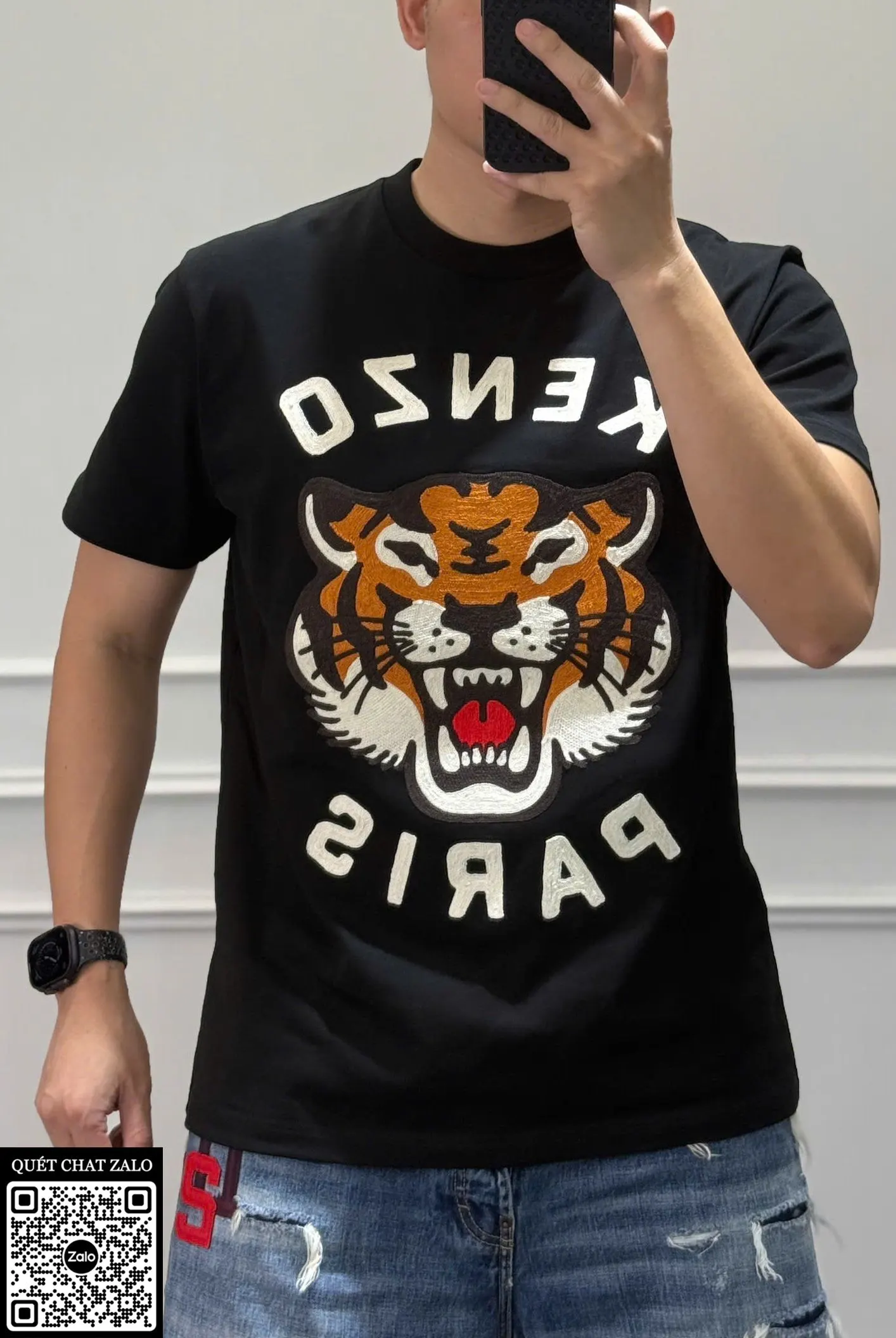 Áo phông nam màu đen Kenzo mã 5 thượng hạng form chuẩn đẹp cao cấp Áo phông nam màu đen Kenzo mã 5 thượng hạng form chuẩn đẹp cao cấp