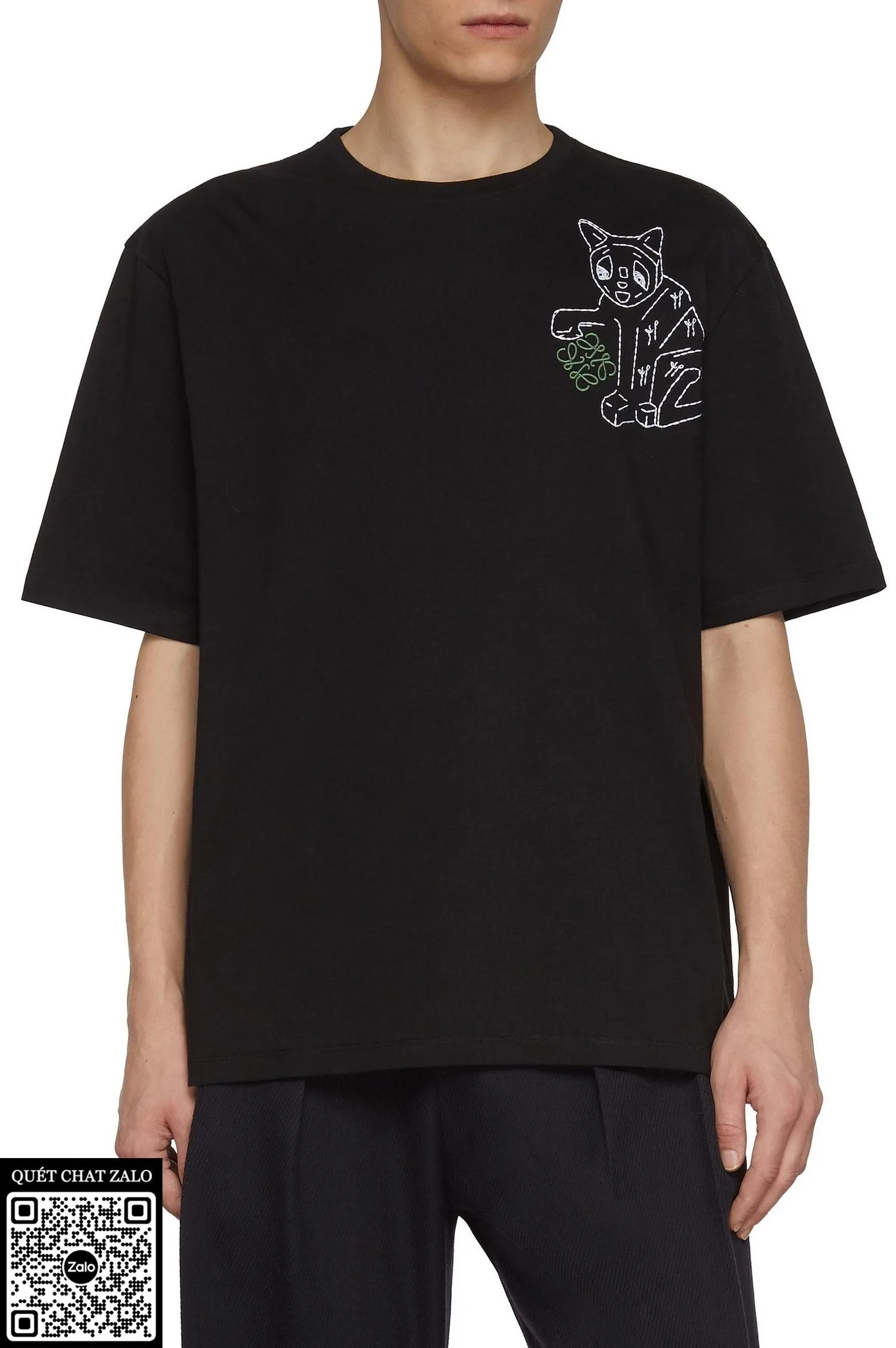 Áo phông nam Loewe màu đen mã 2 phong cách thanh lịch thượng lưu