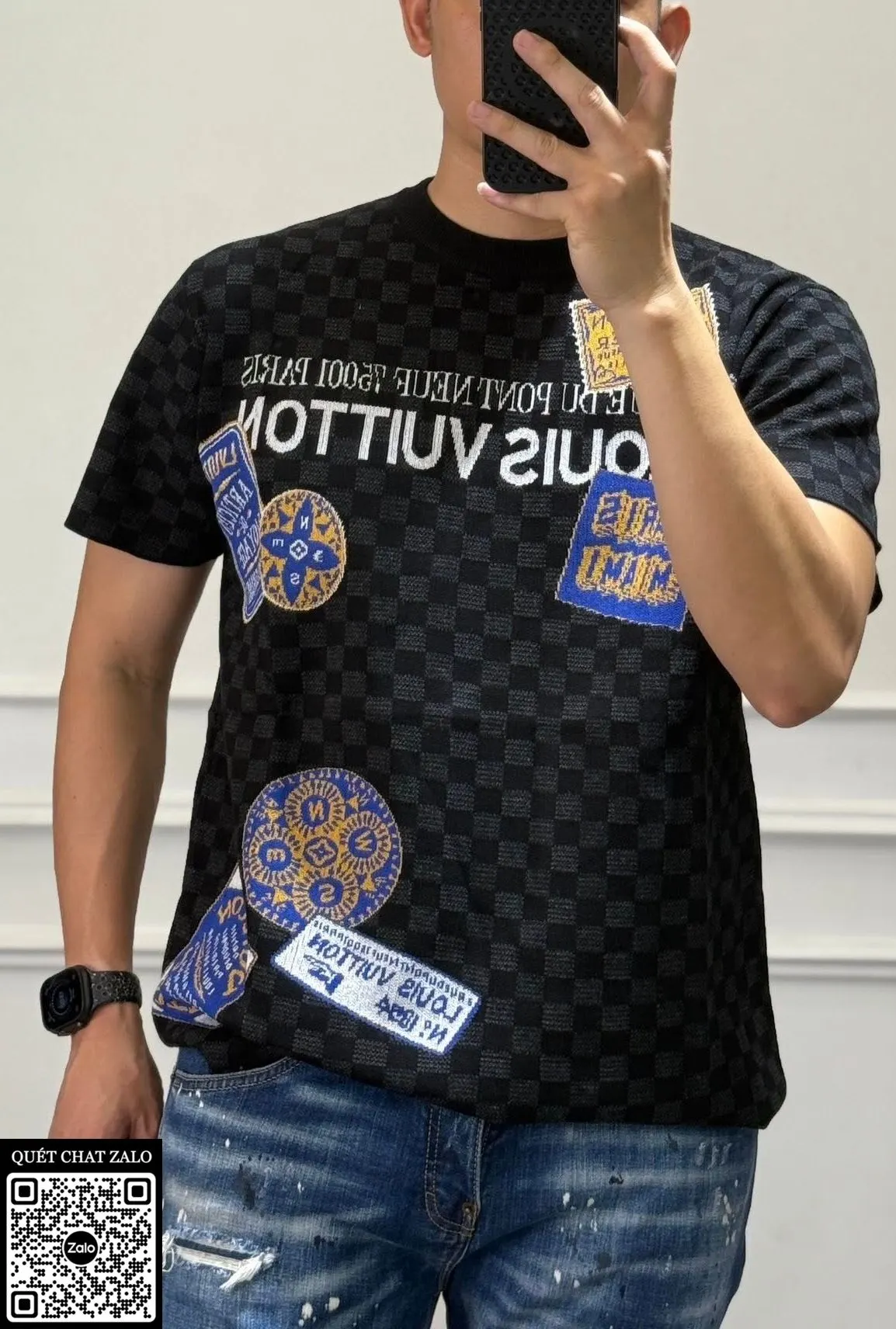 Áo phông nam màu đen Louis Vuitton mã 11b bản giới hạn đẹp cao cấp