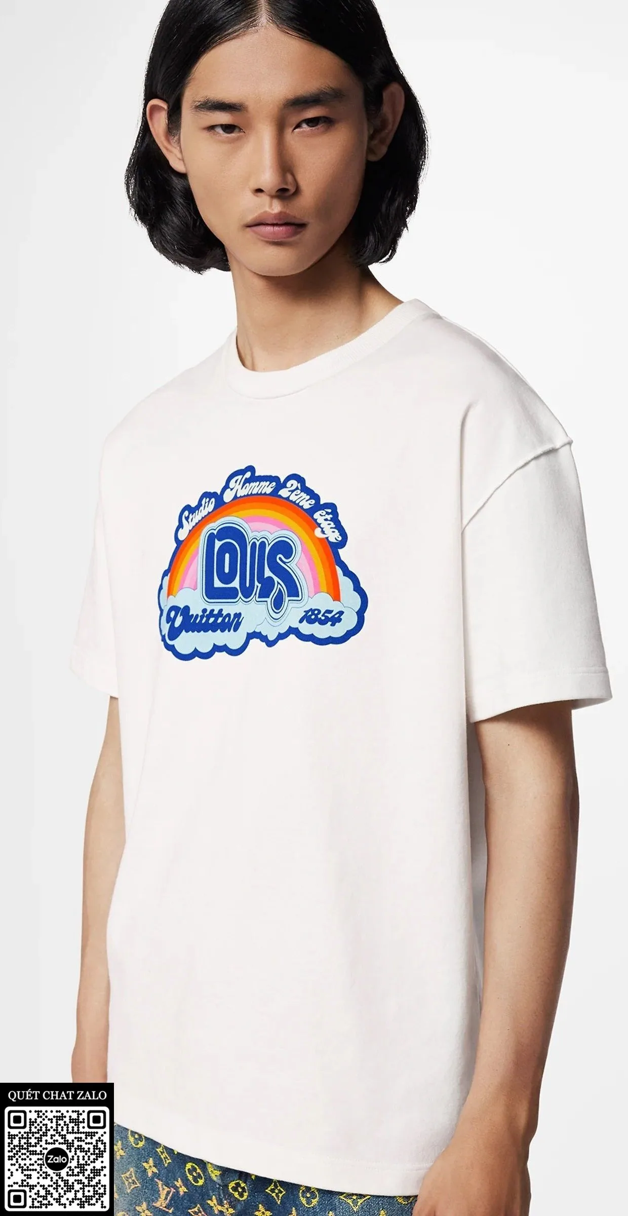 Áo phông nam màu trắng Louis Vuitton đám mây mã 1 cao cấp dễ phối Áo phông nam màu trắng Louis Vuitton đám mây mã 1 cao cấp dễ phối