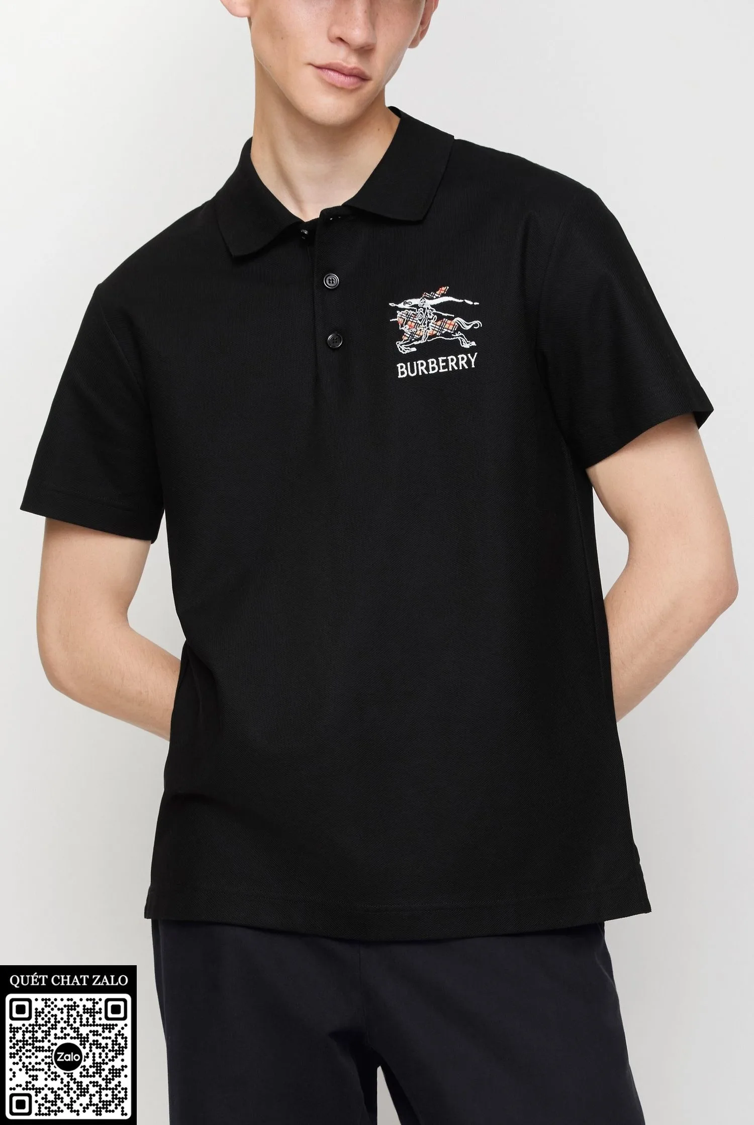 Áo polo nam màu đen Burberry mã 10 BBR chuẩn chỉnh đỉnh chóp