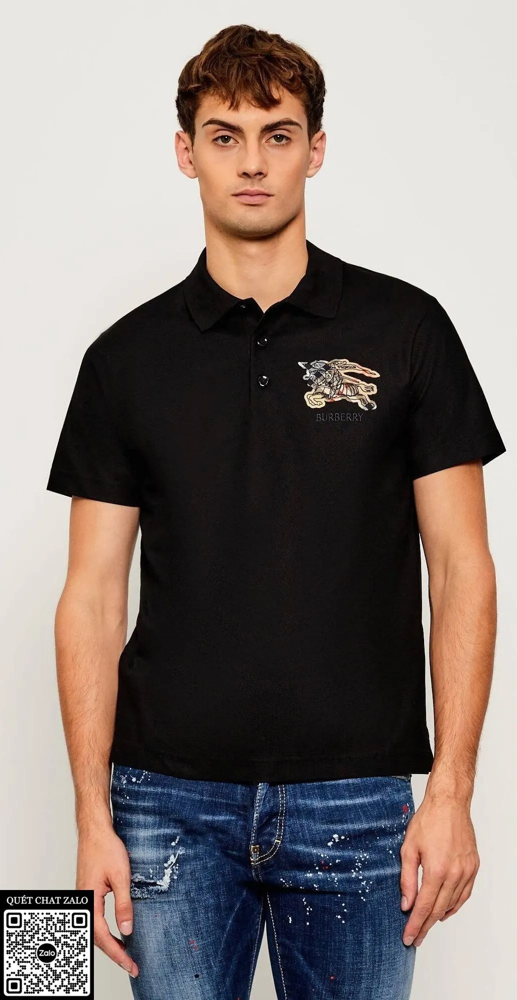 Áo polo nam BBR màu đen Burberry mã 13 thượng hạng chất không tưởng Áo polo nam BBR màu đen Burberry mã 13 thượng hạng chất không tưởng