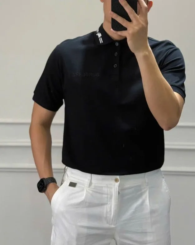 Áo polo nam màu đen Burberry mã 4 BBR hợp mốt hot