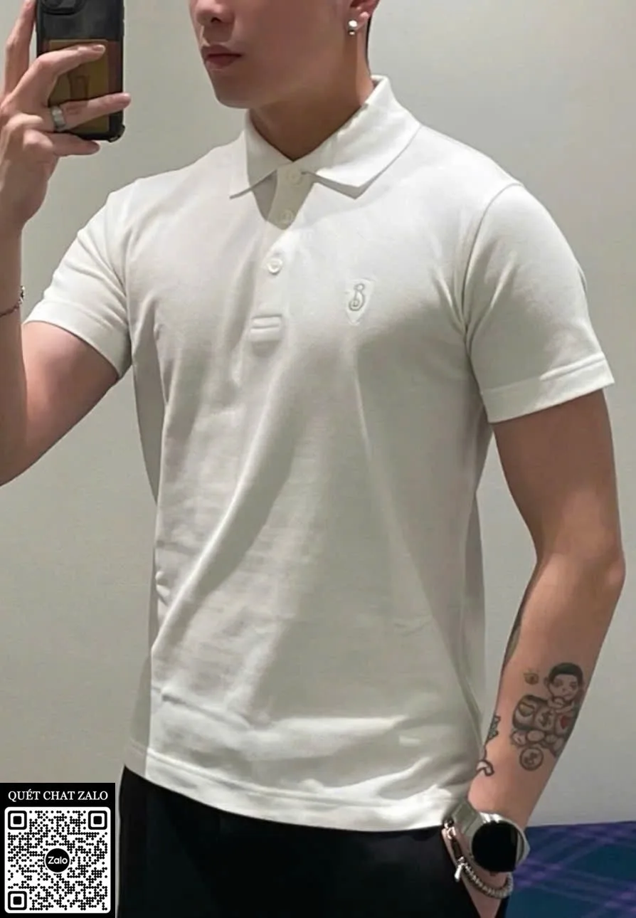 Áo polo nam màu trắng Burberry mã 4 chuẩn Like Auth cao cấp xịn Áo polo nam màu trắng Burberry mã 4 chuẩn Like Auth cao cấp xịn