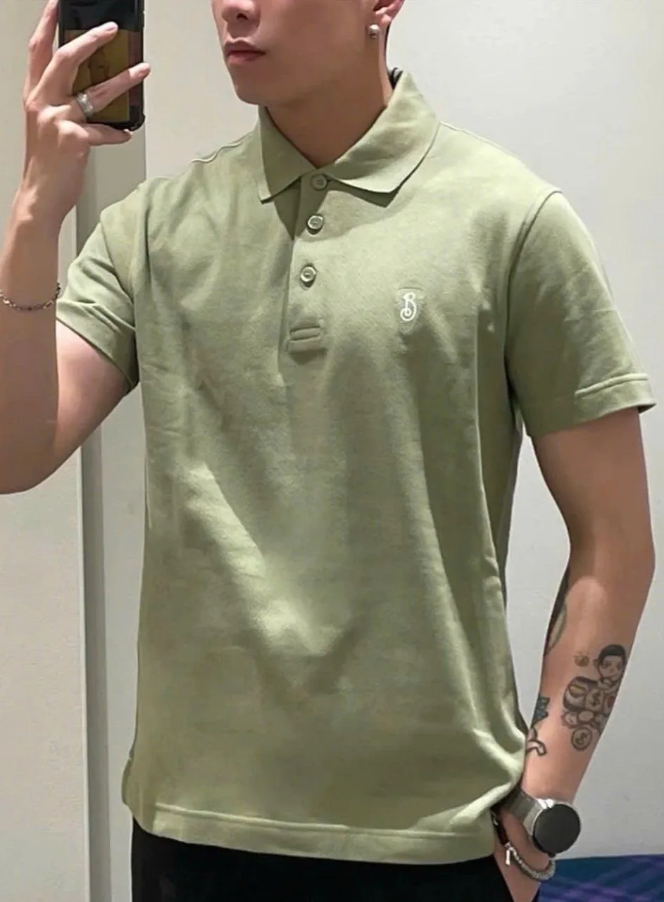 Áo polo nam màu xanh BBR Burberry cao cấp men lì đẳng sang mã 2