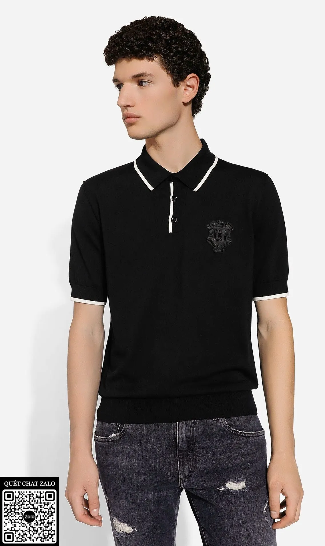 Áo polo nam màu đen Dolce Gabbana mã 1 thượng lưu sang trọng vừa mắt