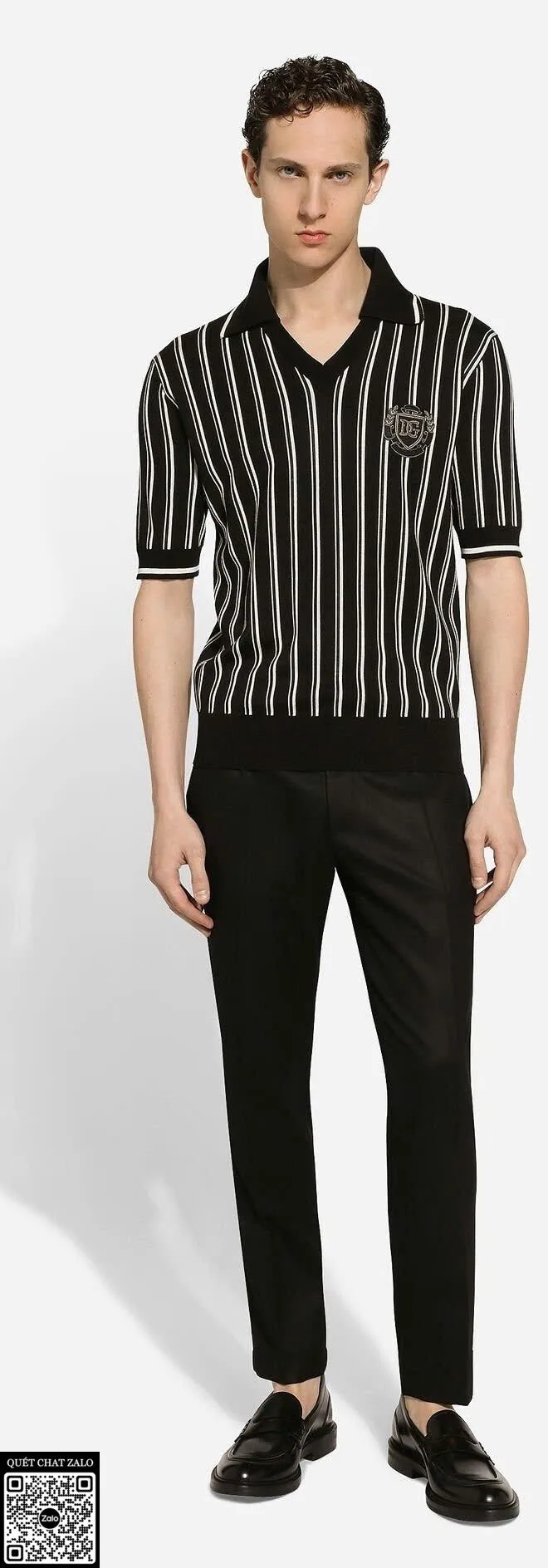 Áo polo nam màu đen DG mã 3 sang trọng thu hút tầng lớp thượng lưu