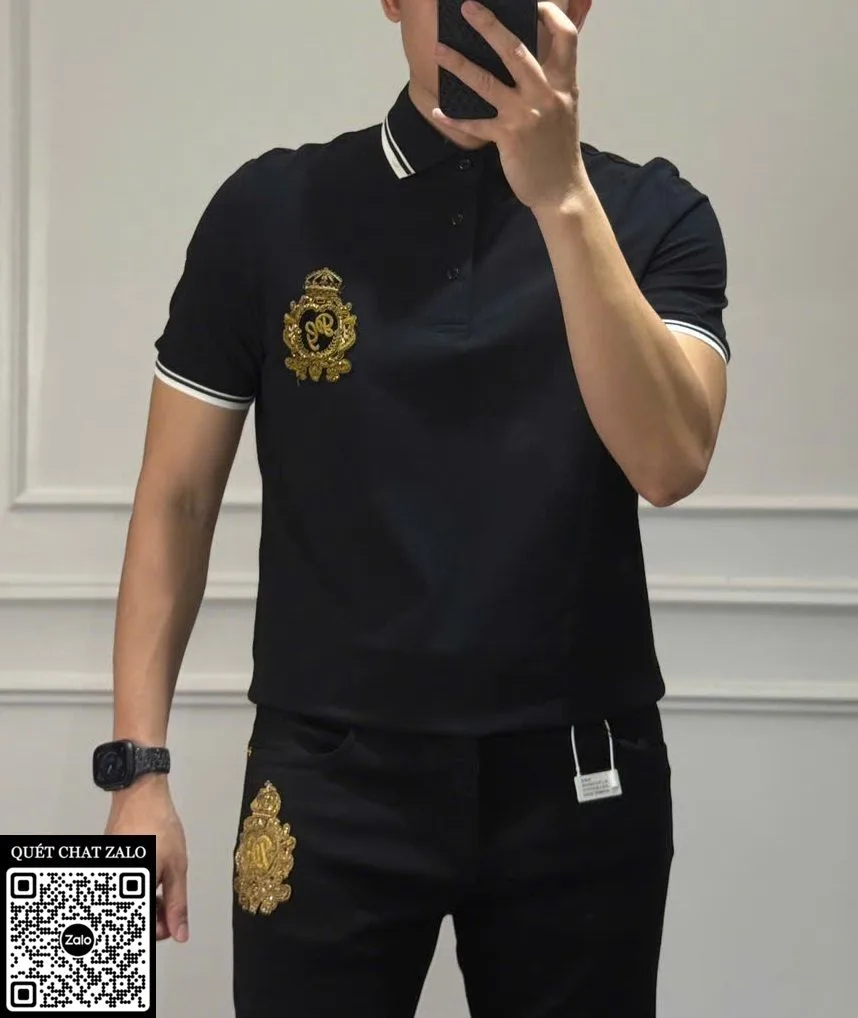 Áo polo nam màu đen Dolce DG hàng hiếm chuẩn mã 4 dáng đẹp cao cấp Áo polo nam màu đen Dolce DG hàng hiếm chuẩn mã 4 dáng đẹp cao cấp