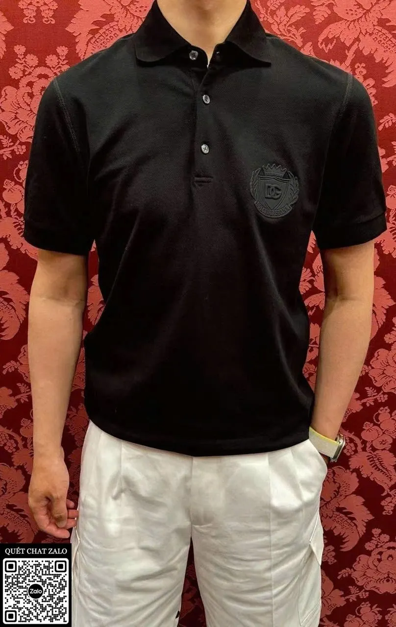 Áo polo nam màu đen DG mã 8 phong cách cao cấp vừa vặn sang trọng