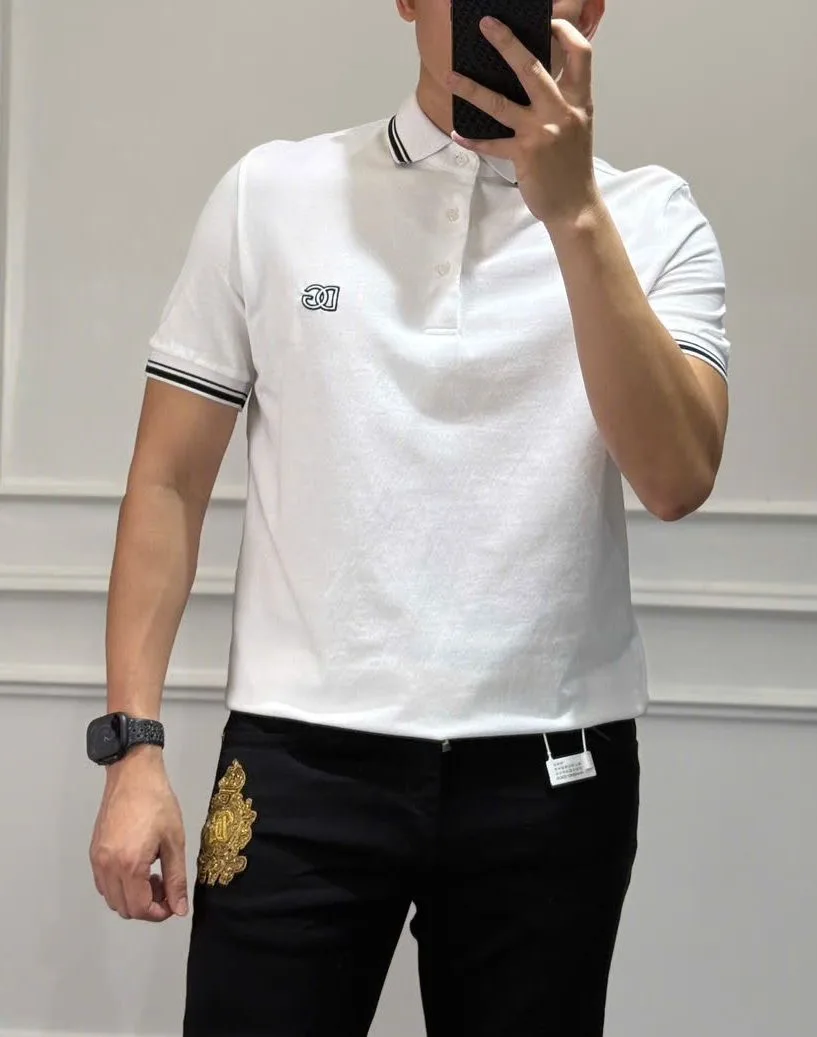 Áo polo nam màu trắng Dolce mã 3 sang chảnh sành điệu thượng hạng