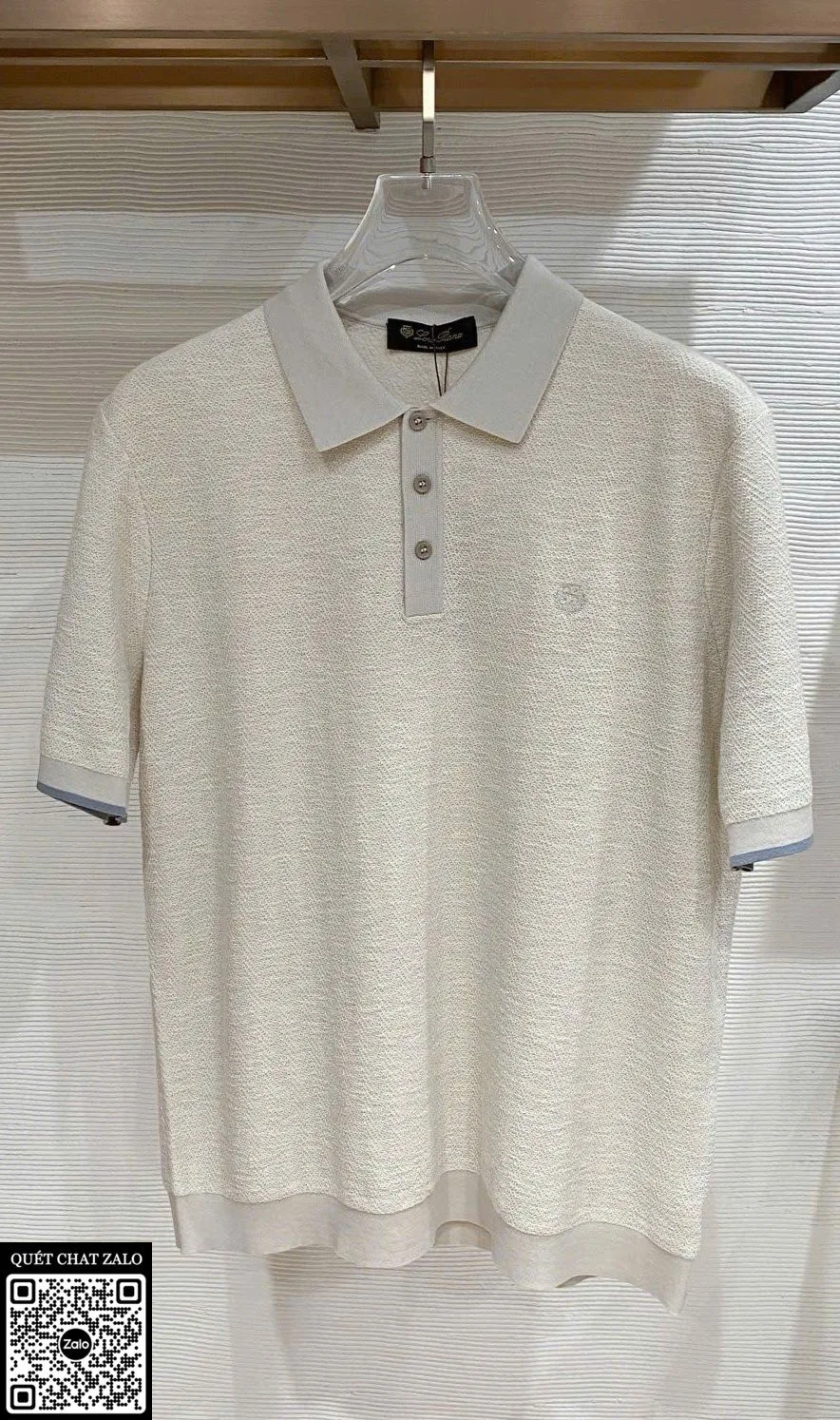 Áo polo nam màu trắng Loro Piana mã 2 đẳng cấp xịn tinh tế sang Áo polo nam màu trắng Loro Piana mã 2 đẳng cấp xịn tinh tế sang