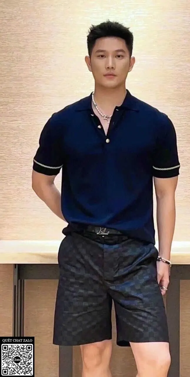 Áo polo nam màu xanh LV mã 1 chuẩn đỉnh cách xuất sắc thời thượng