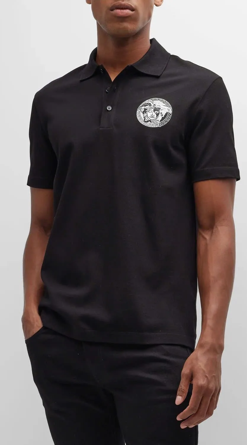 Áo polo nam màu đen Versace mã 3 cao cấp nổi bật thiết kế tinh tế