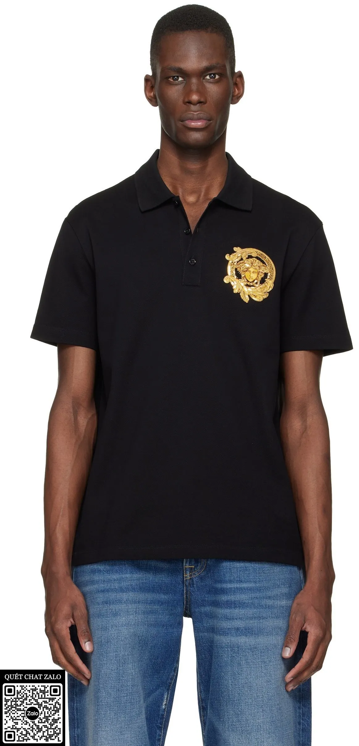 Áo polo nam màu đen Versace mã 5 đẳng cấp thượng lưu quá đỉnh
