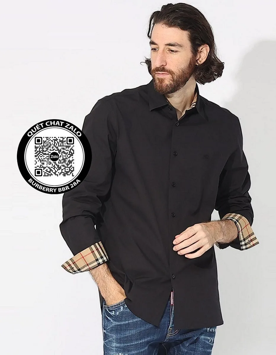 Áo Burberry sơ mi nam tay dài màu trơn BBR mã 28a chuẩn dáng