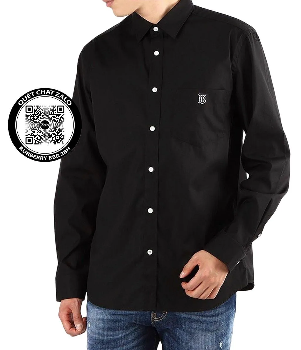 Áo sơ mi nam hiệu Burberry BBR tay dài màu trơn mã 28h cao cấp
