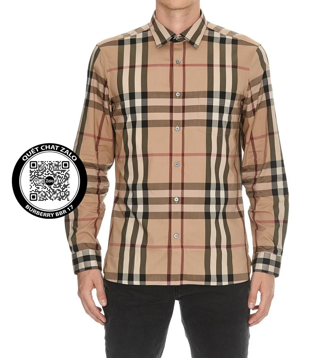 Áo dài tay Burberry áo sơ mi vàng kẻ caro nam mã 17 năng động xịn Áo dài tay Burberry áo sơ mi vàng kẻ caro nam mã 17 năng động xịn