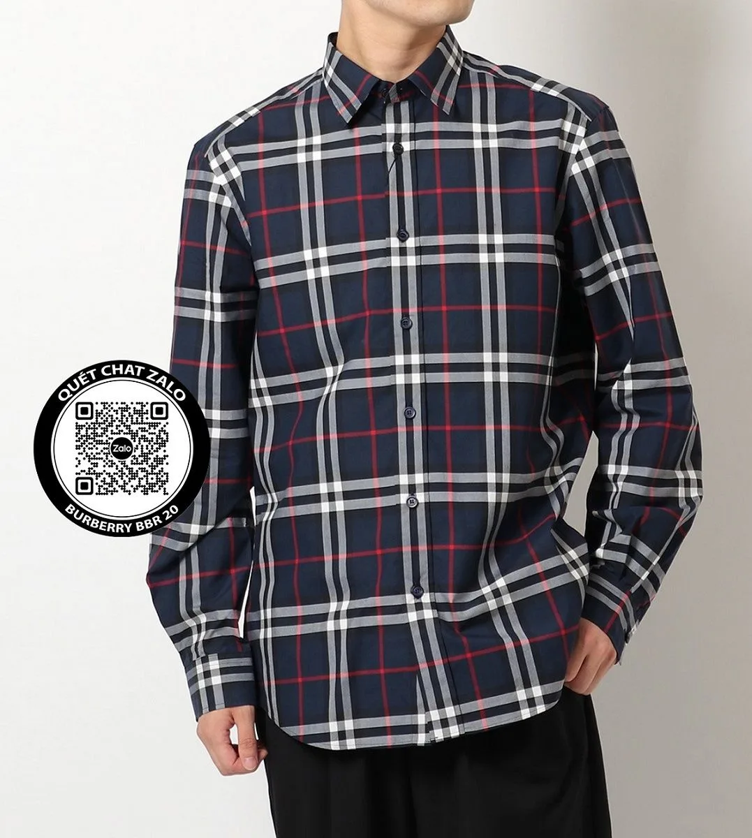 Áo sơ mi Burberry tay dài xanh kẻ sọc caro đáng tiền mã 20 nam Áo sơ mi Burberry tay dài xanh kẻ sọc caro đáng tiền mã 20 nam