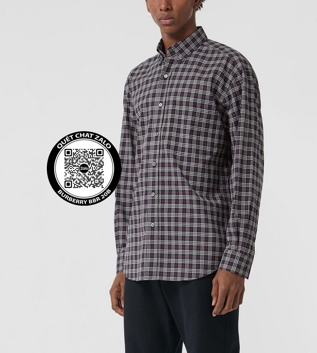 Áo sơ mi nam Burberry màu xanh kẻ sọc caro tay dài mã 20b BBR Áo sơ mi nam Burberry màu xanh kẻ sọc caro tay dài mã 20b BBR
