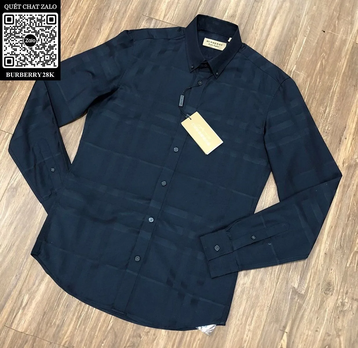 Áo Burberry dài tay sơ mi xanh caro nam mã 28k chuẩn style kẻ sọc