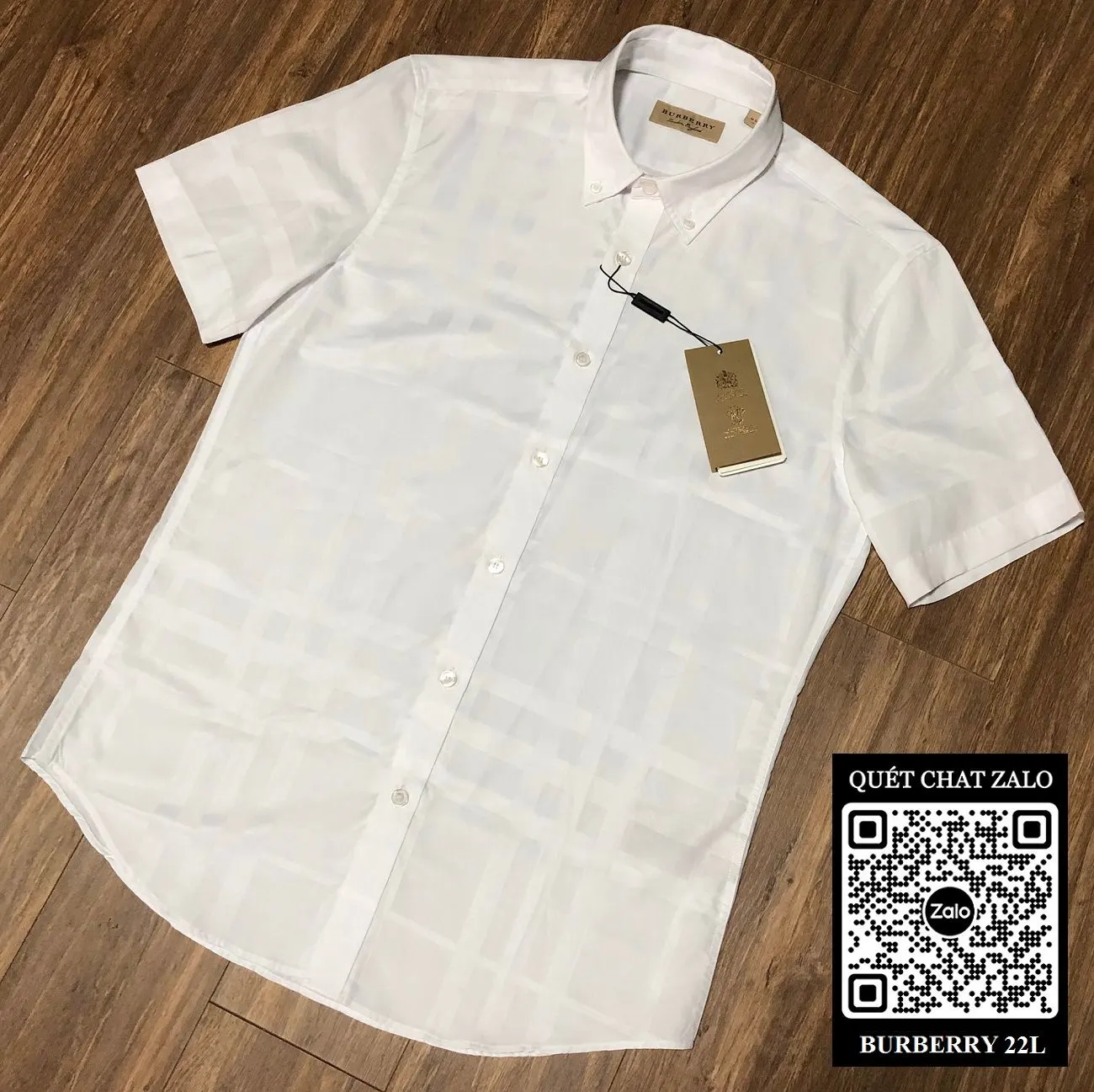 Áo sơ mi nam Burberry màu trắng tay ngắn kẻ sọc caro mã 22l đẹp Áo sơ mi nam Burberry màu trắng tay ngắn kẻ sọc caro mã 22l đẹp