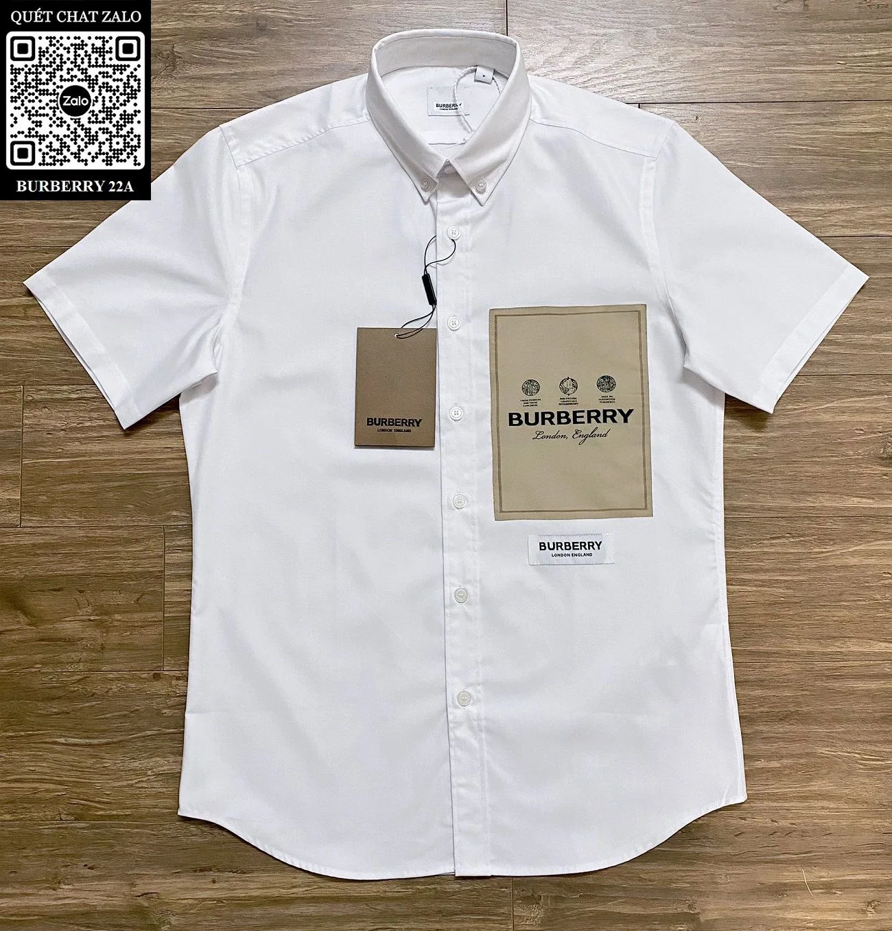 Burberry ao so mi màu trơn tay ngắn nam mã 22a sang trọng tinh tế Burberry ao so mi màu trơn tay ngắn nam mã 22a sang trọng tinh tế
