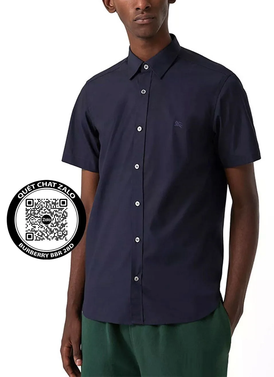 Áo sơ mi nam màu trơn màu xanh BBR tay ngắn mã 28d chuẩn đẹp