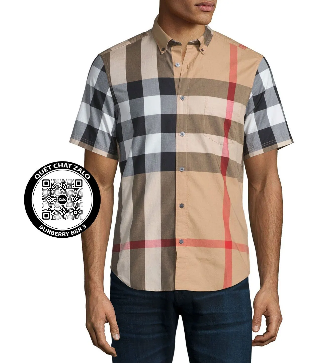 Áo sơ mi nam màu vàng BBR tay ngắn kẻ sọc caro mã 3 tinh tế cao cấp