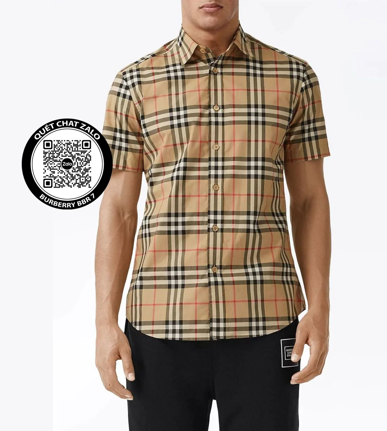 Áo sơ mi nam màu vàng BBR tay ngắn kẻ sọc caro mã 7