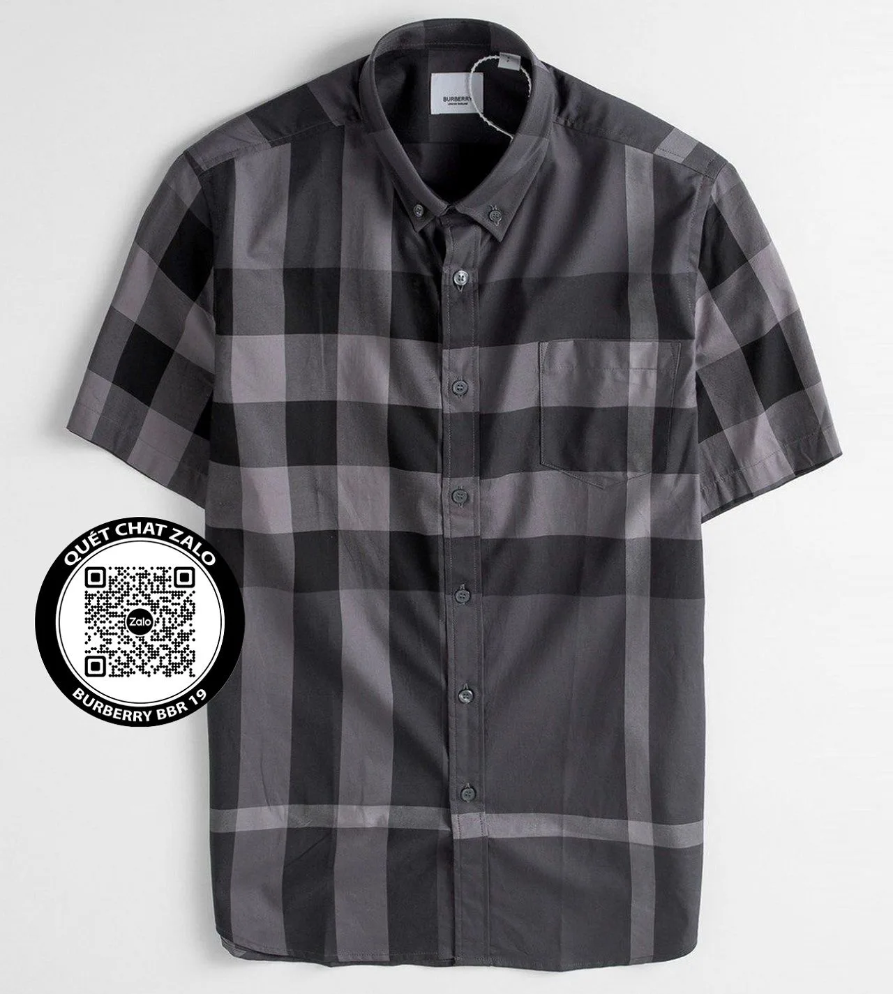 Áo sơ mi sọc Burberry nam màu xám kẻ caro tay ngắn mã 19 phù hợp Áo sơ mi sọc Burberry nam màu xám kẻ caro tay ngắn mã 19 phù hợp