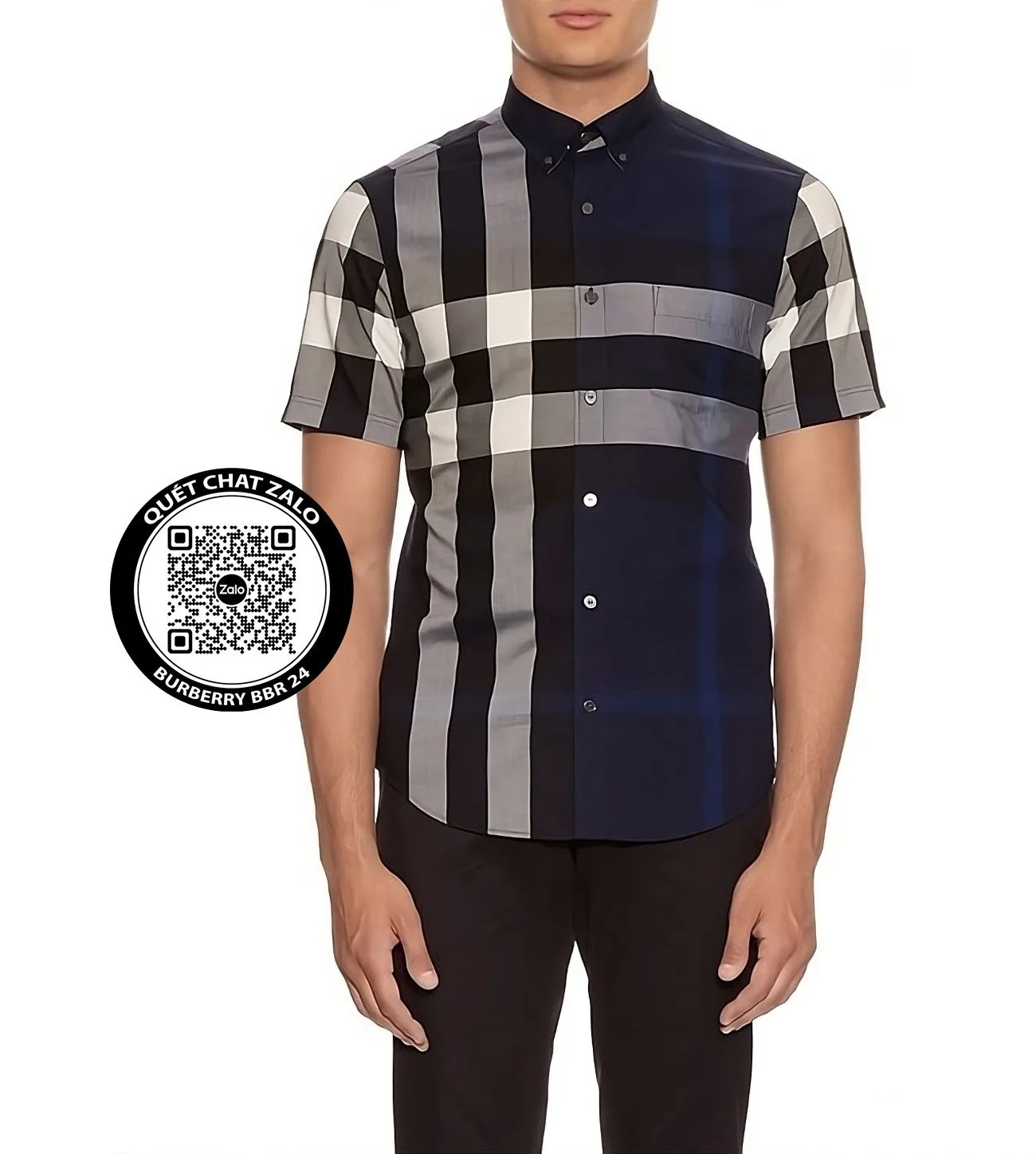 Áo sơ mi sọc Burberry nam tay ngắn xanh kẻ sọc caro mã 24 form chuẩn Áo sơ mi sọc Burberry nam tay ngắn xanh kẻ sọc caro mã 24 form chuẩn
