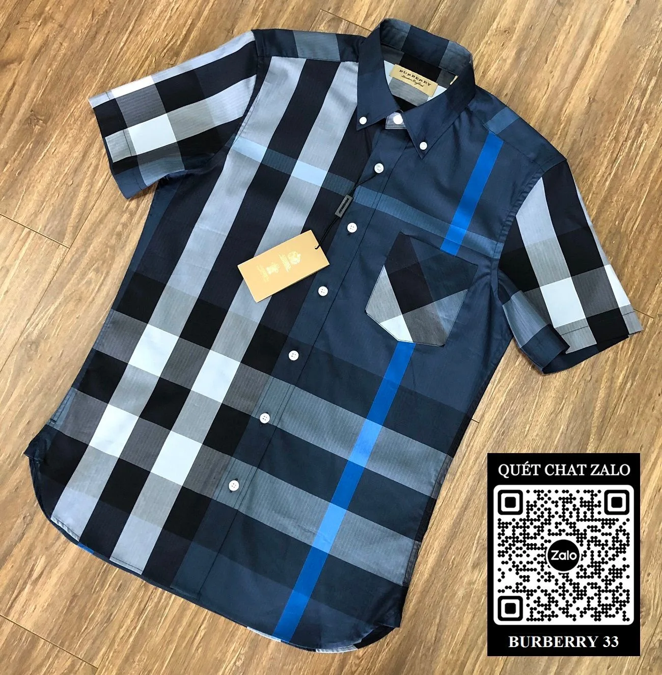 Áo sơ mi nam màu xanh BBR tay ngắn kẻ sọc caro mã 33 thượng lưu Áo sơ mi nam màu xanh BBR tay ngắn kẻ sọc caro mã 33 thượng lưu