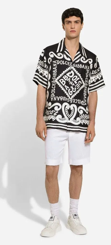 Áo sơ mi nam màu đen DG tay ngắn mã 2 chuẩn men Dolce Gabbana tinh tế