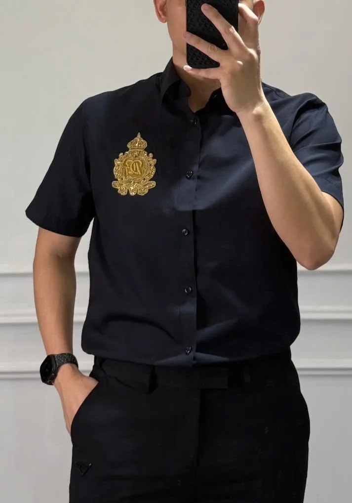 Áo sơ mi nam màu đen Dolce tay ngắn mã 4 DG hợp mốt siêu phẩm chất Áo sơ mi nam màu đen Dolce tay ngắn mã 4 DG hợp mốt siêu phẩm chất